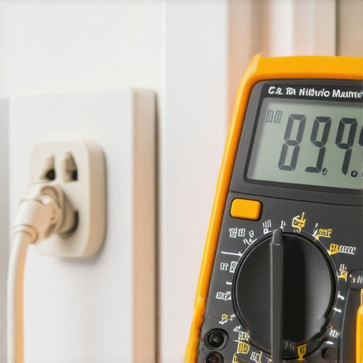 Professional multimeter testing a fridge light socket for voltage issues.
