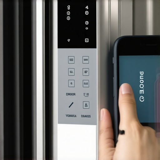 Close-up of a digital fridge display with an error code and a smartphone capturing the evidence.