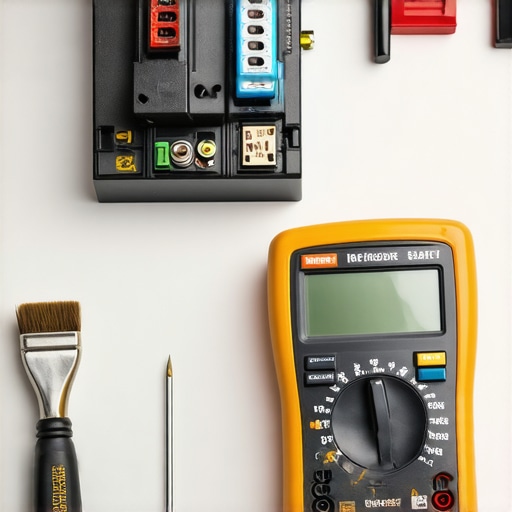Digital multimeter testing refrigerator components for home repair and maintenance
