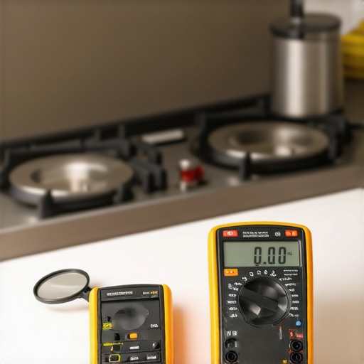 Essential DIY Appliance Diagnostic Tools A digital multimeter and telescopic mirror used for home appliance repair and diagnostics.