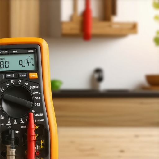 A digital multimeter being used to test a refrigerator start relay for continuity.