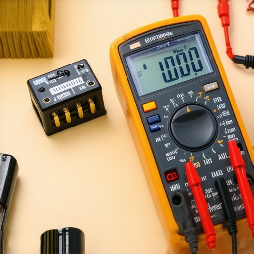 A multimeter, 9V battery, and coil brush used for home appliance diagnostics.