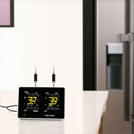 Dual probe digital thermometer used for monitoring refrigerator and freezer temperatures