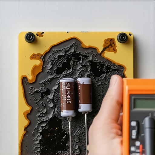 A technician using a multimeter to test a burnt control board in an oven.