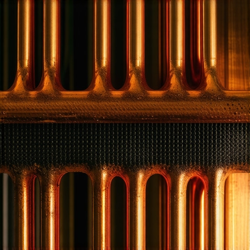Close-up of oily residue on refrigerator coils signaling a leak