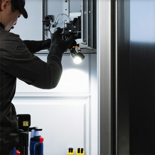 A homeowner checking the vibrating compressor and rubber mounts on the back of a refrigerator