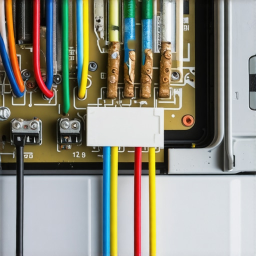 Hand pointing to a thermal fuse on the back of an oven