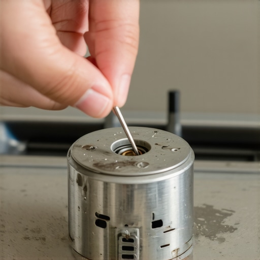 Cleaning gas stove burner ports with a sewing needle