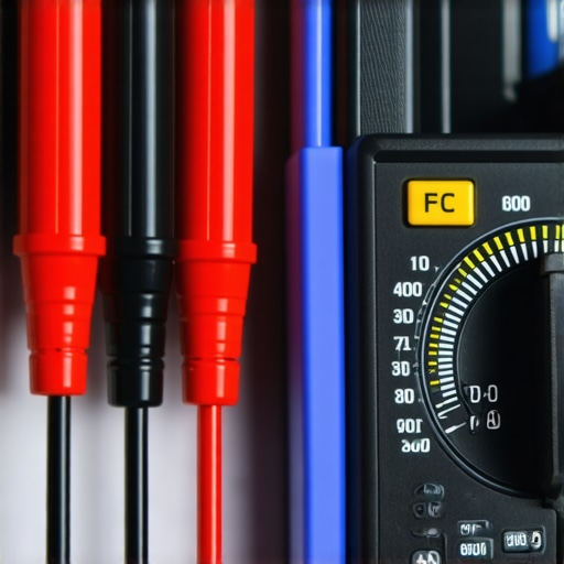 A digital multimeter testing the resistance of an oven igniter to diagnose delayed ignition.