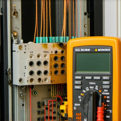 A technician using a multimeter to diagnose a faulty appliance control board