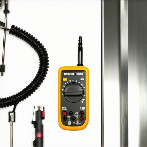 Professional Appliance Diagnostic Tools Multimeter and coil brush for refrigerator maintenance