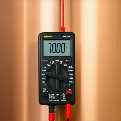 Close-up of a multimeter testing refrigerator components for maintenance.