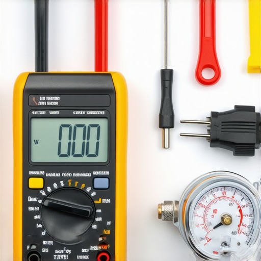 Professional Appliance Diagnostic Tools Close-up of a digital multimeter and tools used for refrigerator and oven repair diagnostics