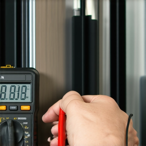 Professional Ground Fault Testing with Multimeter A technician testing a refrigerator compressor for electrical leakage using a digital multimeter.