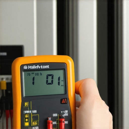 Technician using a digital multimeter to test a refrigerator circuit board for a warranty claim.