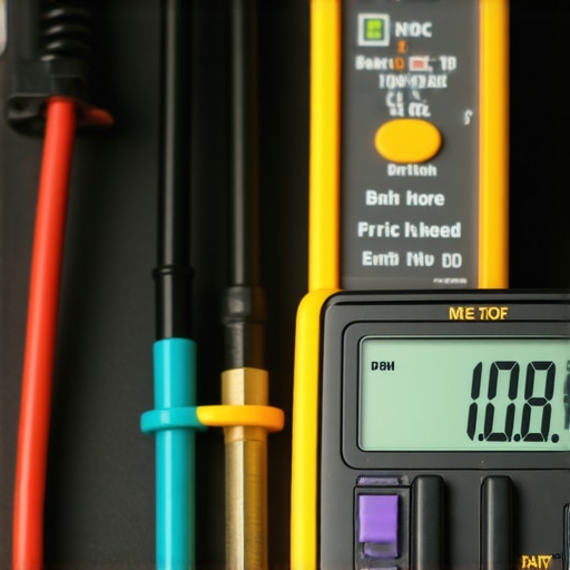 Technician using a digital multimeter to test an oven element for continuity.