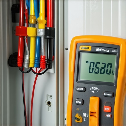 Professional Multimeter Diagnostics A digital multimeter being used to test appliance electrical components for continuity.