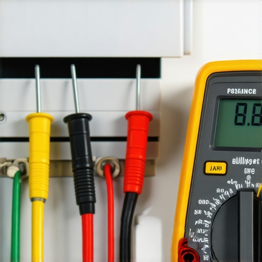 Close up of a technician using a multimeter to test refrigerator defrost heater resistance