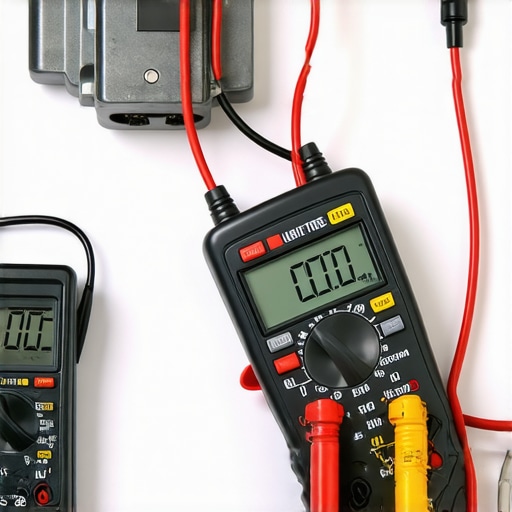 A digital multimeter being used to test the resistance of an oven bake element to check for continuity.