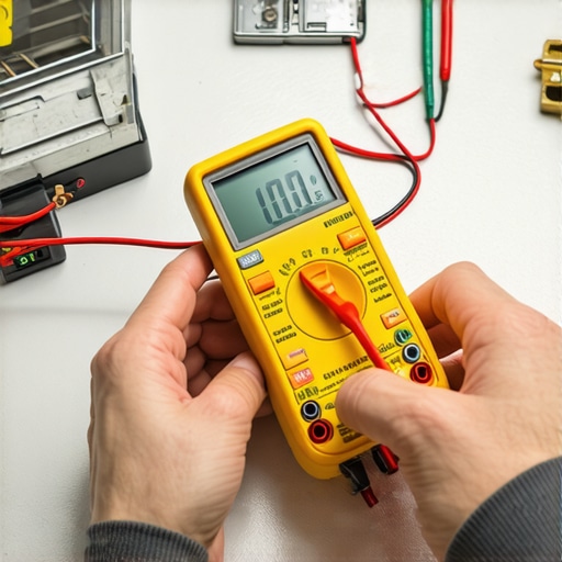 Professional Oven Sensor Diagnostic Tool Testing an oven temperature probe with a digital multimeter for resistance.