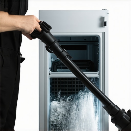 Cleaning dusty refrigerator condenser coils with a vacuum.