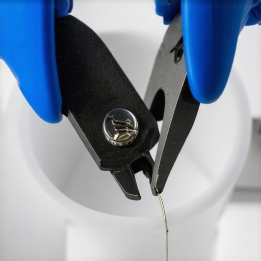 A detailed shot of needle-nose pliers extracting a broken metal bulb base from a refrigerator light socket.