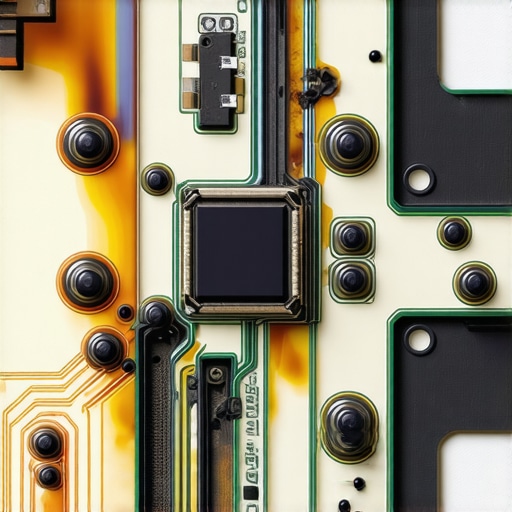 A damaged oven control board with visible burn marks and fried circuitry.