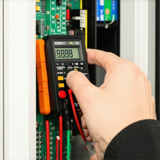 A technician diagnosing a refrigerator control board relay using a multimeter.