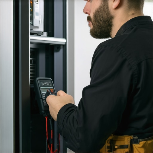 An appliance technician performing diagnostics on a refrigerator to check for warranty coverage eligibility.