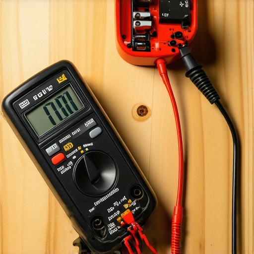 Close up of a technician using a multimeter to diagnose a refrigerator part.