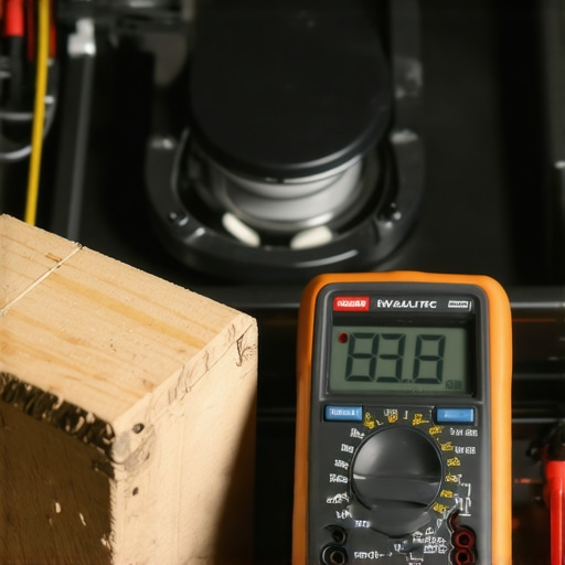 Close-up of a technician using a multimeter to test a stove heating element