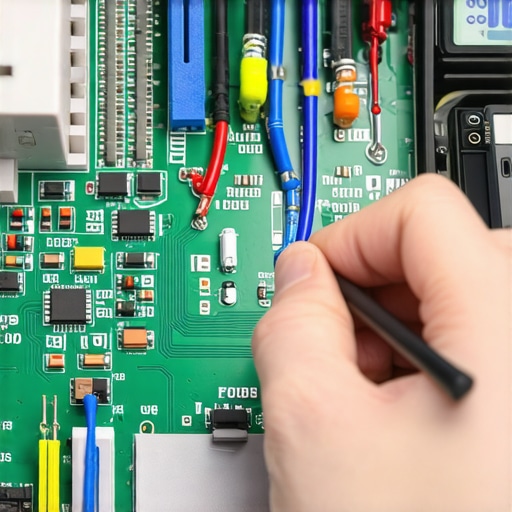 Testing Oven Control Board Components Close-up of a technician using a multimeter on an oven circuit board to diagnose heating issues.