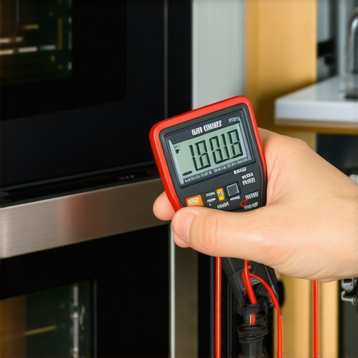 Multimeter testing oven element for resistance to diagnose repair needs