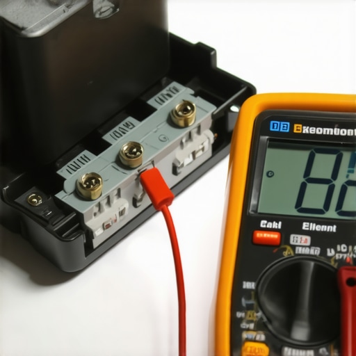 A person using a multimeter to check the resistance of an oven bake element terminal.
