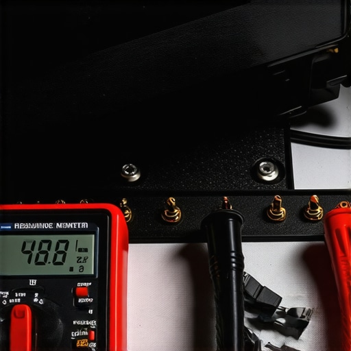 A digital multimeter testing an oven bake element for electrical continuity.