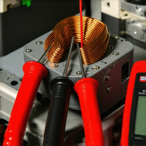 Close-up of a technician using a multimeter to diagnose an oven heating element