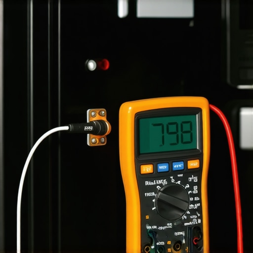 A technician using a multimeter to diagnose a faulty oven circuit.