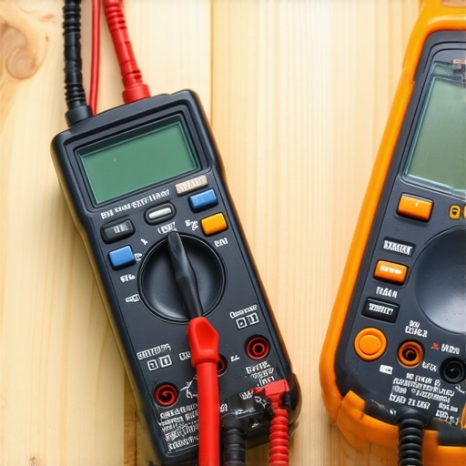 A digital multimeter being used to diagnose a refrigerator start relay.