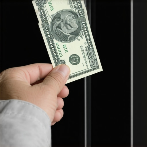 A hand pulling a dollar bill out of a closed refrigerator door to test the gasket seal