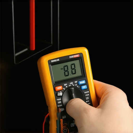 A technician using a multimeter to check the resistance of a refrigerator compressor