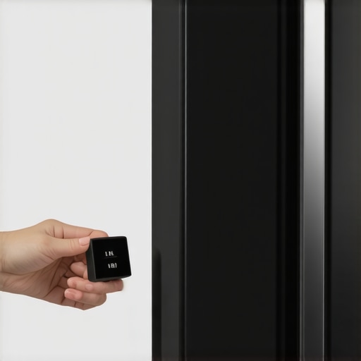 A technician holding a start relay near a refrigerator compressor for diagnostics.