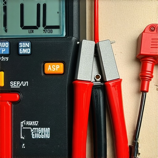 A technician using a multimeter to check the resistance of an oven temperature sensor for calibration.