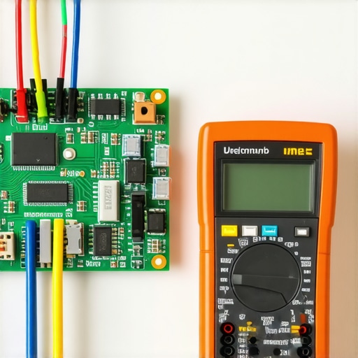 Close-up of a technician using a multimeter to test the voltage on a gas oven control circuit board.