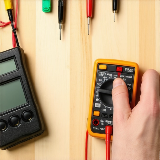 A close-up of a DIY diagnostic test on an oven temperature sensor using a digital multimeter.