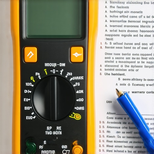 A multimeter testing an electric stove burner to provide proof for a warranty repair claim.