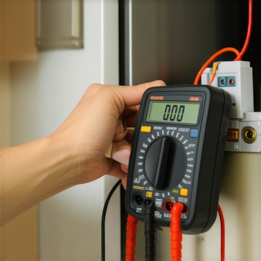 Testing appliance components with a multimeter A homeowner performing refrigerator diagnostics using a multimeter to check a start relay.