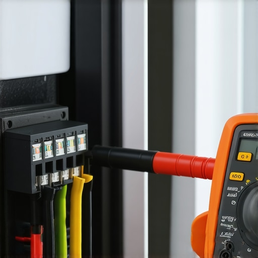 Testing compressor resistance with a multimeter Close up of a technician using a digital multimeter to test refrigerator compressor terminals for continuity.