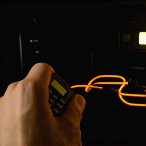 A technician uses a multimeter to diagnose a faulty oven bake element.