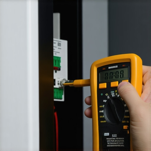 Close-up of a multimeter testing refrigerator electronics to diagnose start relay issues.