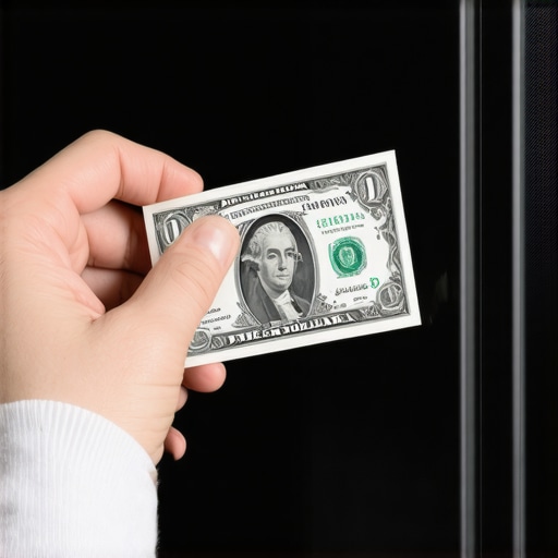 Testing refrigerator gasket with a dollar bill Close-up of a dollar bill being used to test the airtightness of a refrigerator door seal.